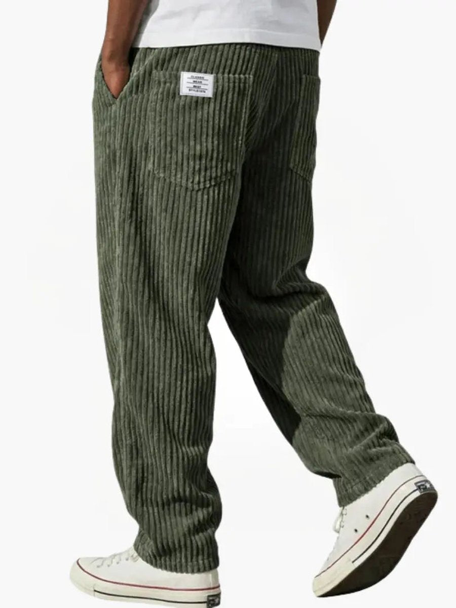 Herren Lockere Cord-Hose mit Elastikbund Gerade Passform