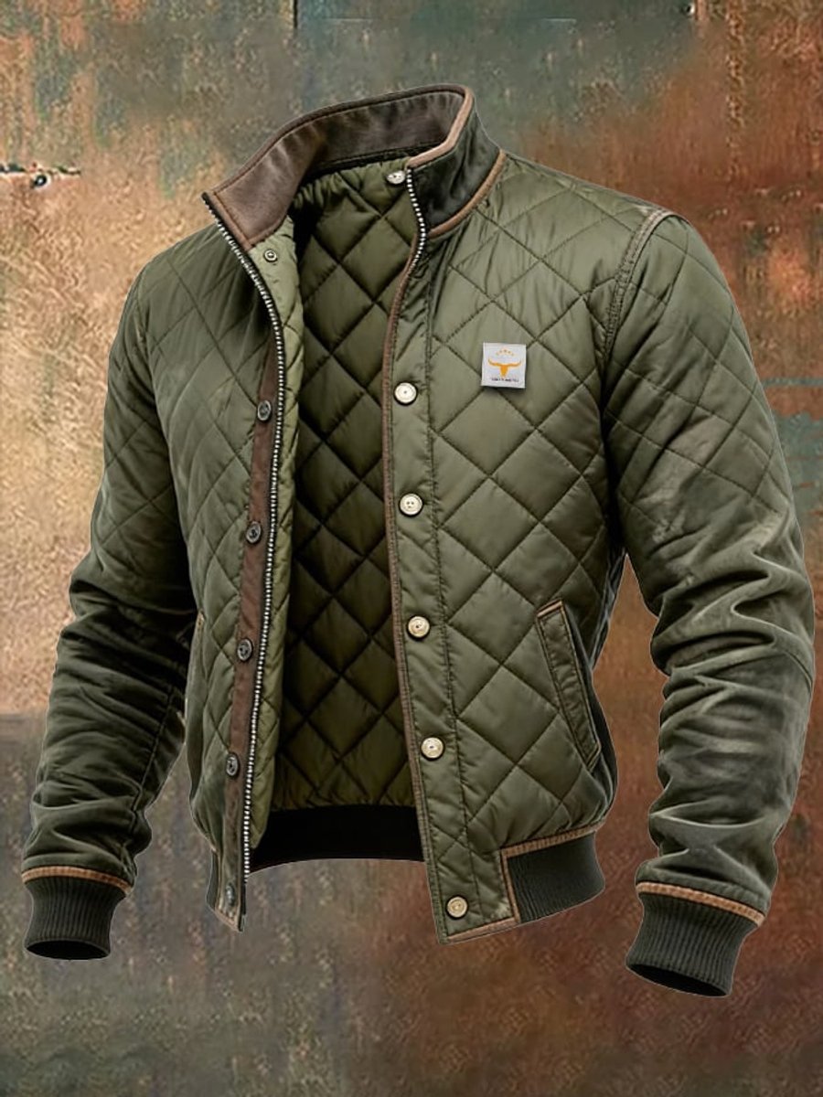 Herren Steppjacke Wattierte Bomberjacke Knitterfreie Winterjacke