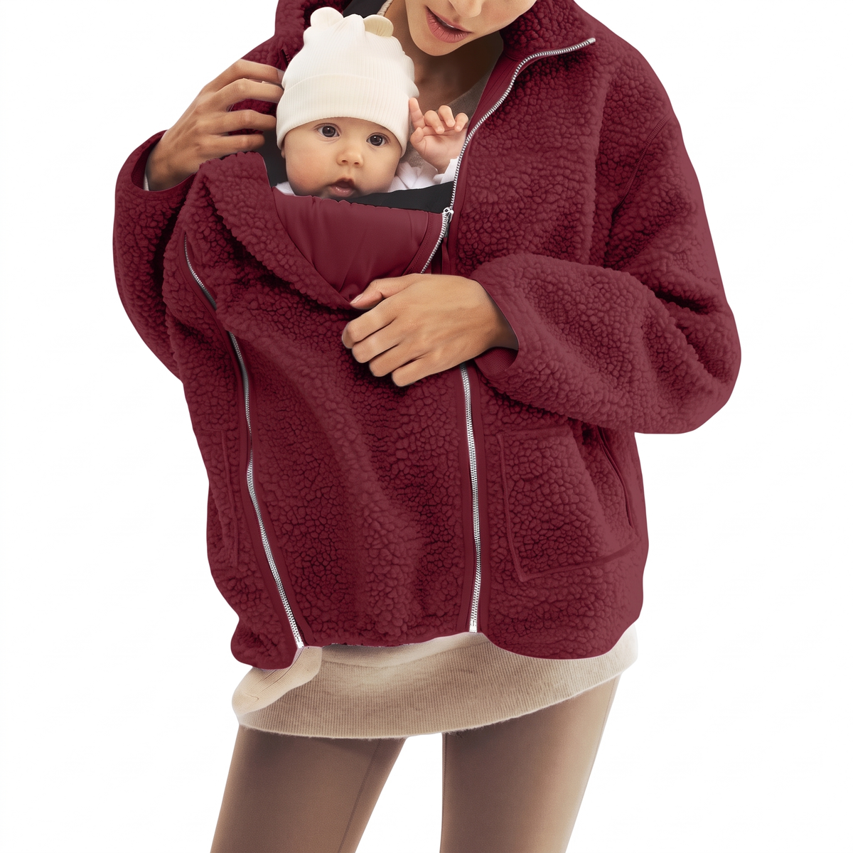 2 in 1 Teddy Schwangerschafts- & Tragejacke