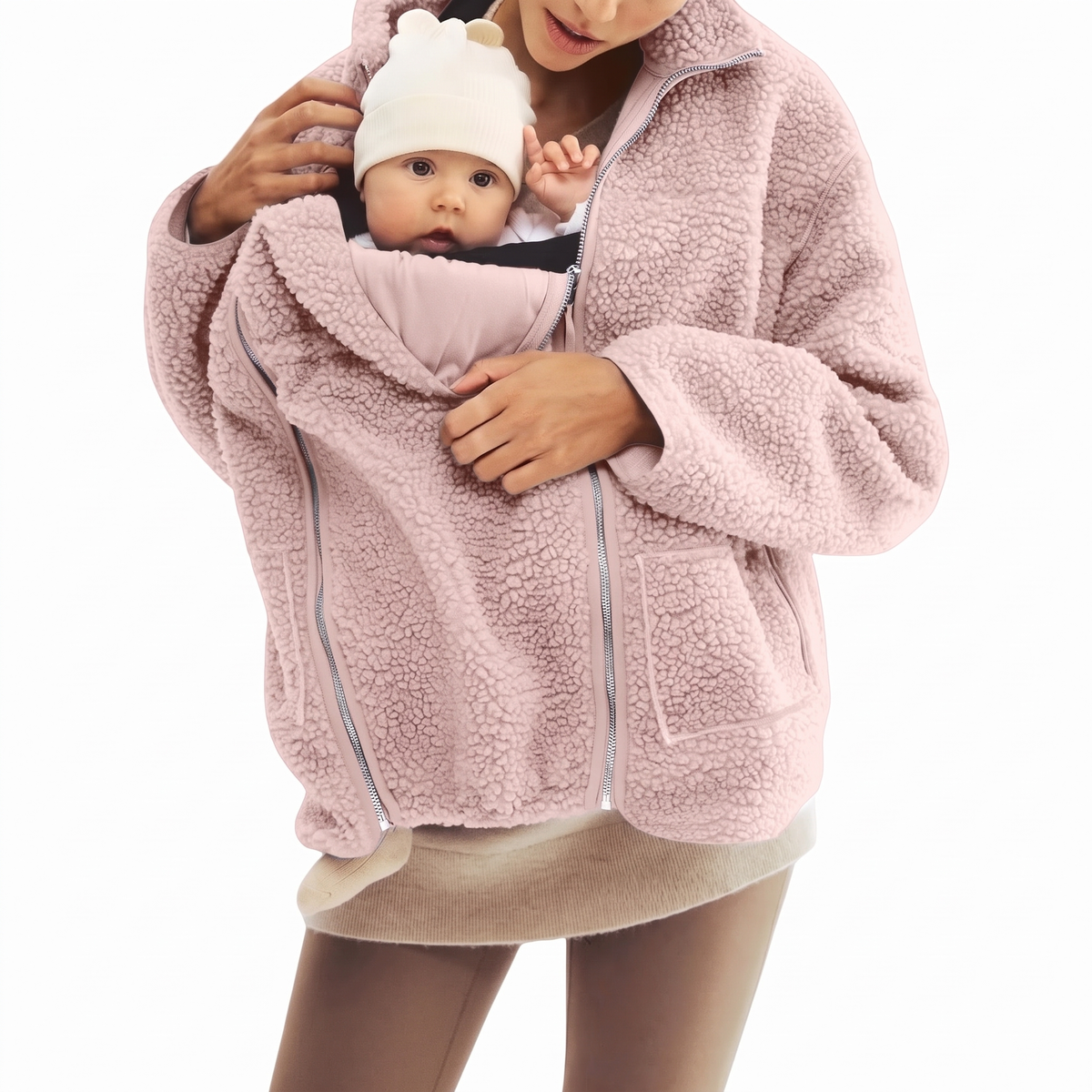 2 in 1 Teddy Schwangerschafts- & Tragejacke