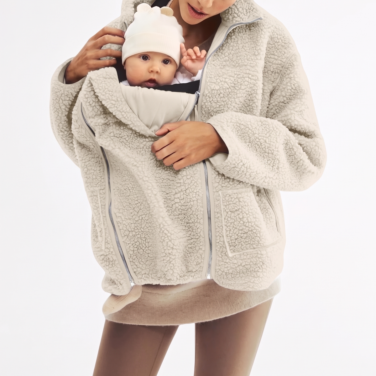 2 in 1 Teddy Schwangerschafts- & Tragejacke