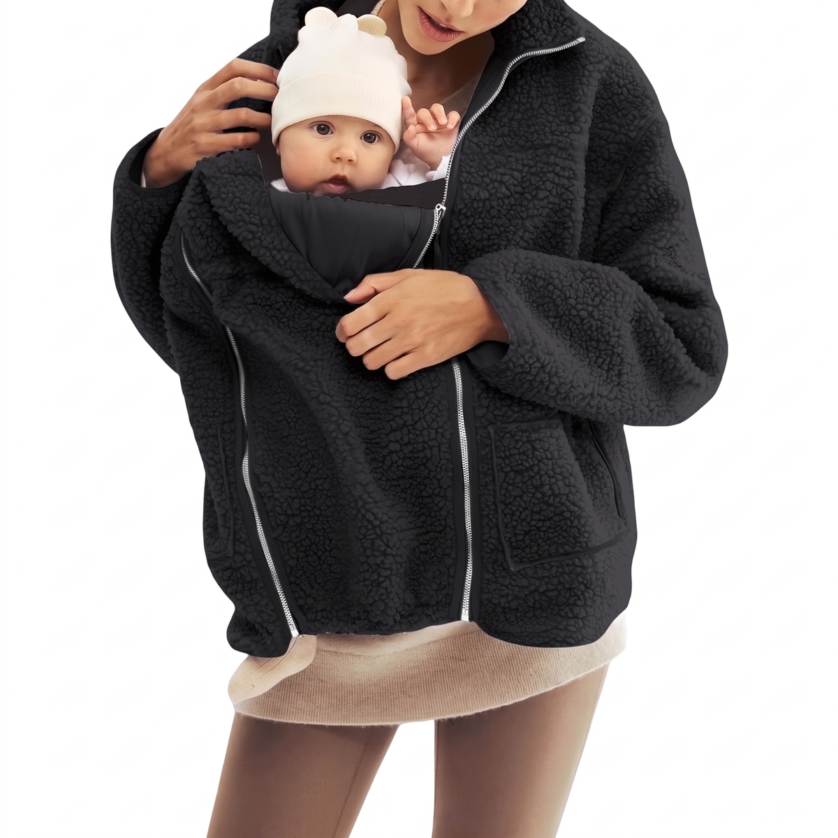 2 in 1 Teddy Schwangerschafts- & Tragejacke
