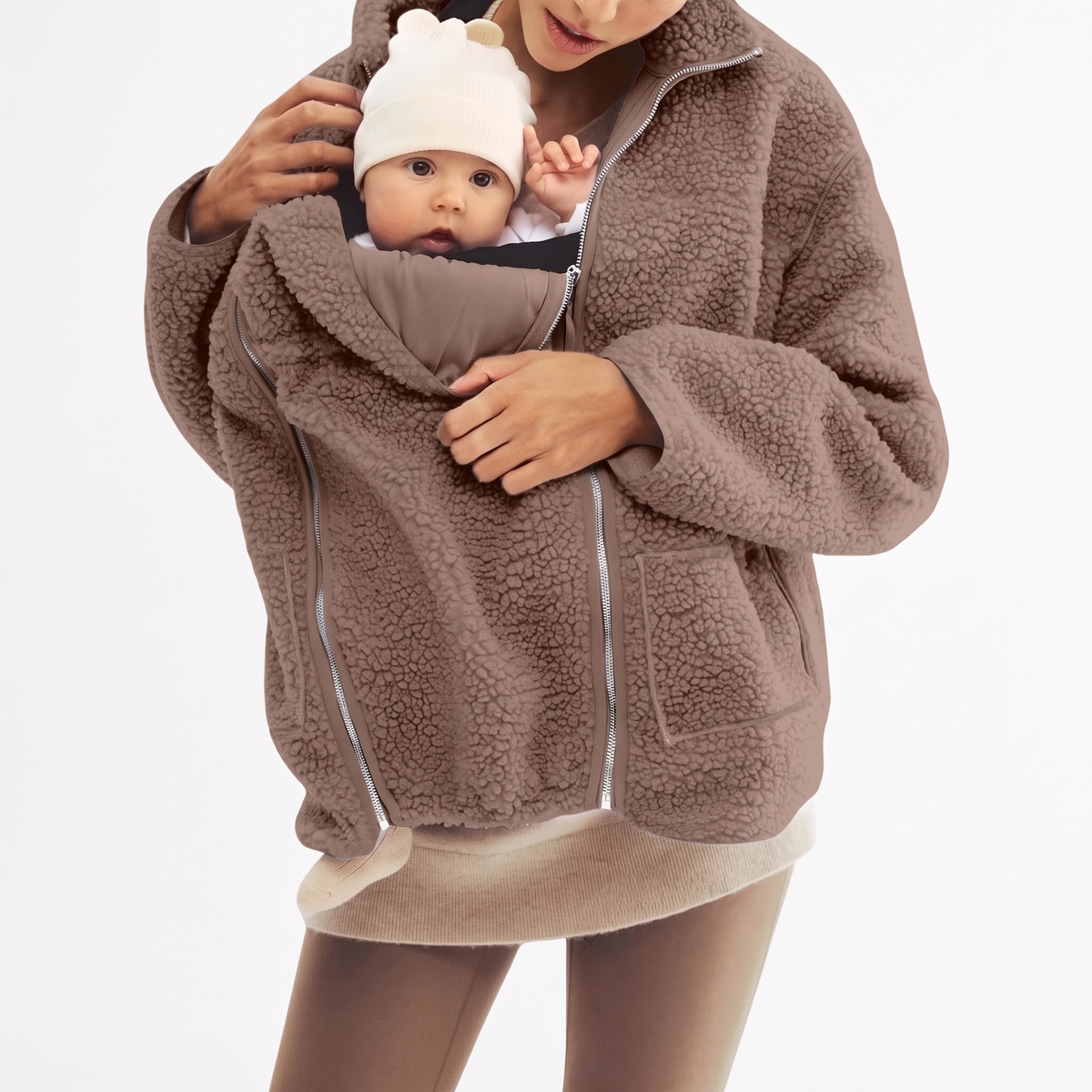 2 in 1 Teddy Schwangerschafts- & Tragejacke