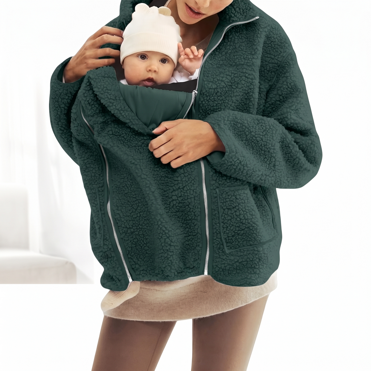 2 in 1 Teddy Schwangerschafts- & Tragejacke