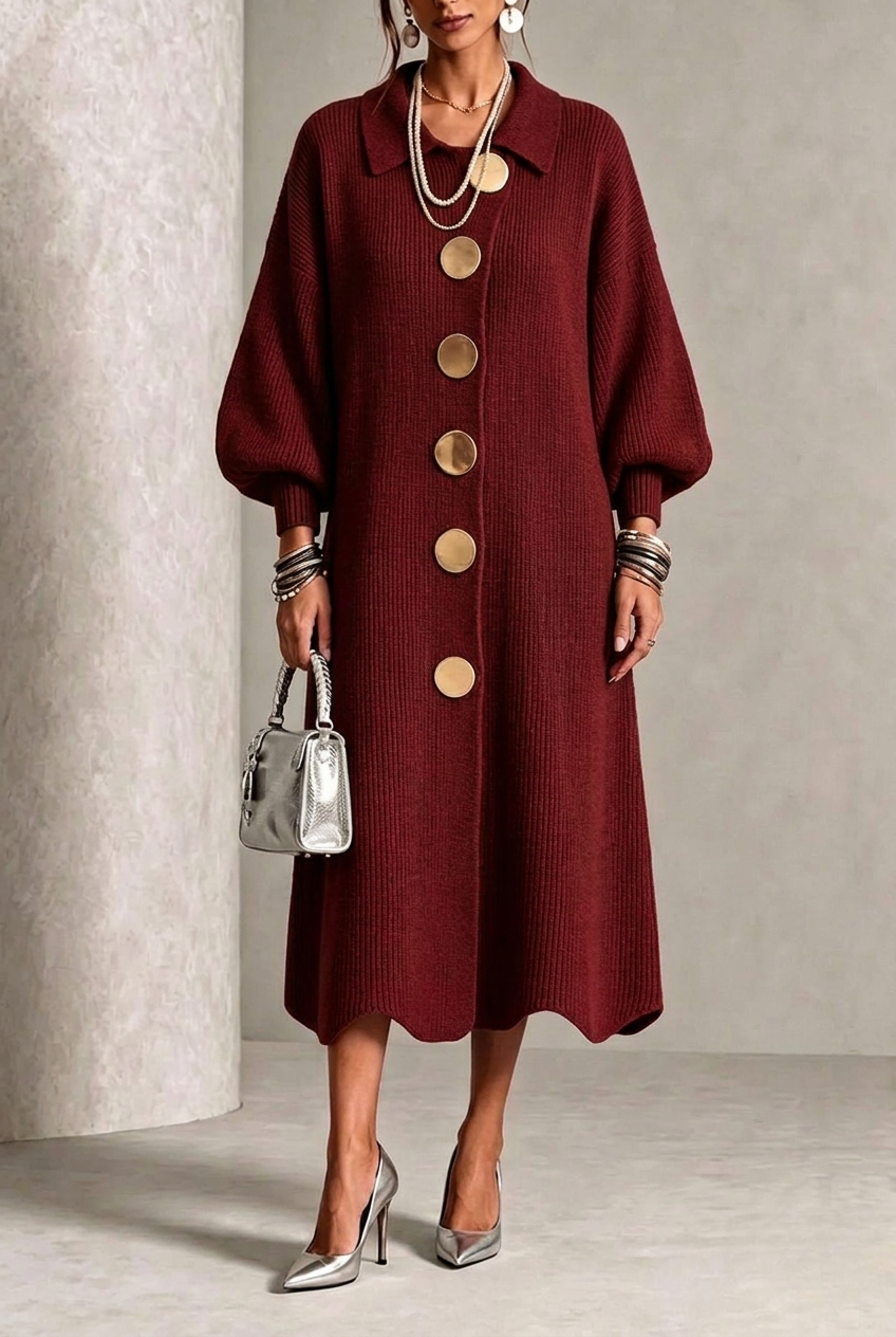 Langärmliges Durchgeknöpftes Kleid
