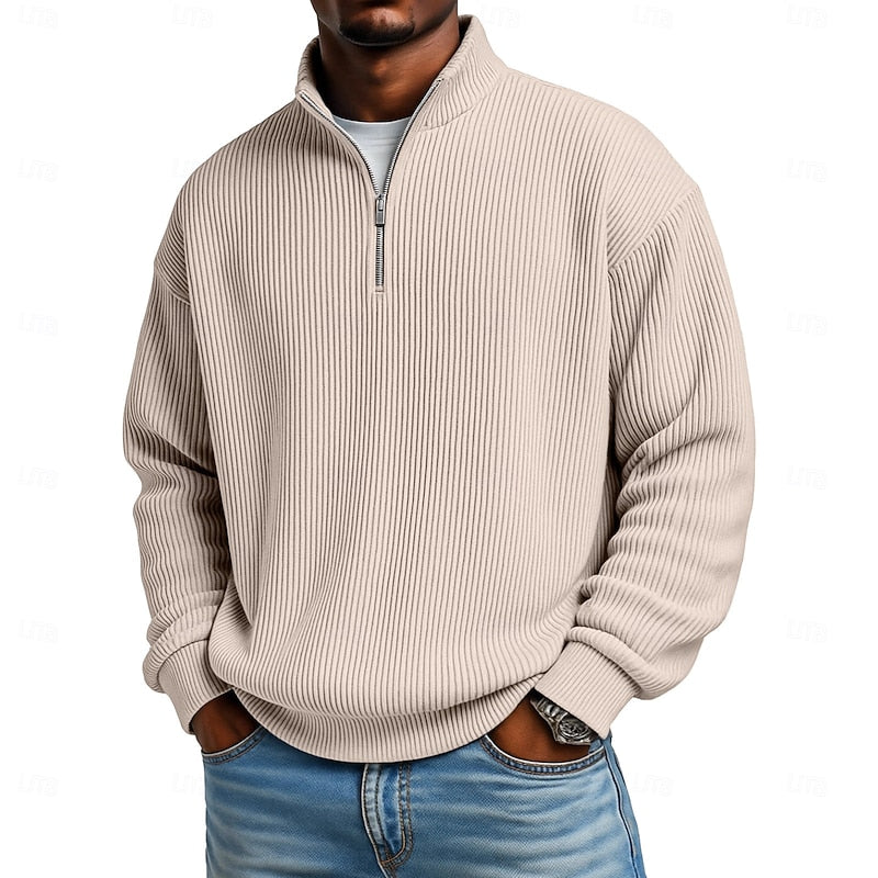 Harlan Gerippter Viertelreißverschluss-Pullover