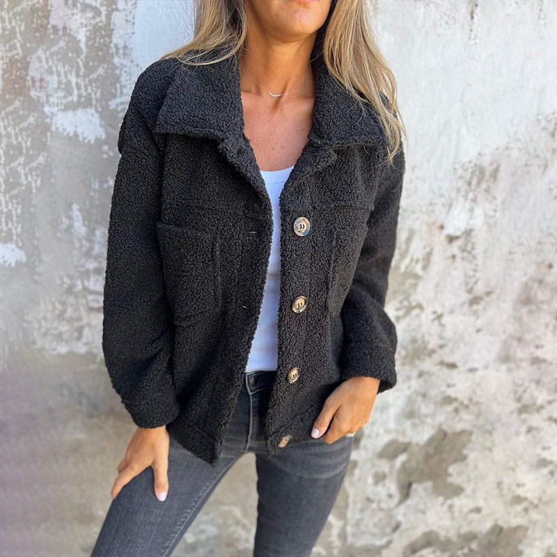 Ariane Jacke aus weicher Kunstfell-Knopfleiste