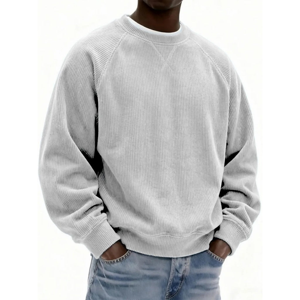 Strukturiertes Cord-Rundhals-Sweatshirt