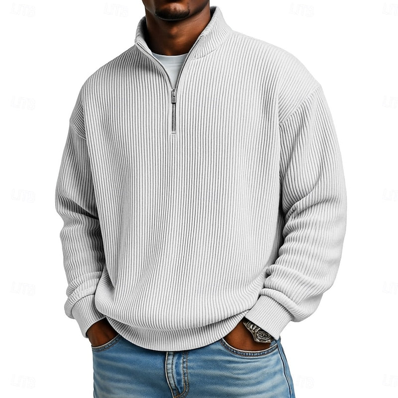 Harlan Gerippter Viertelreißverschluss-Pullover