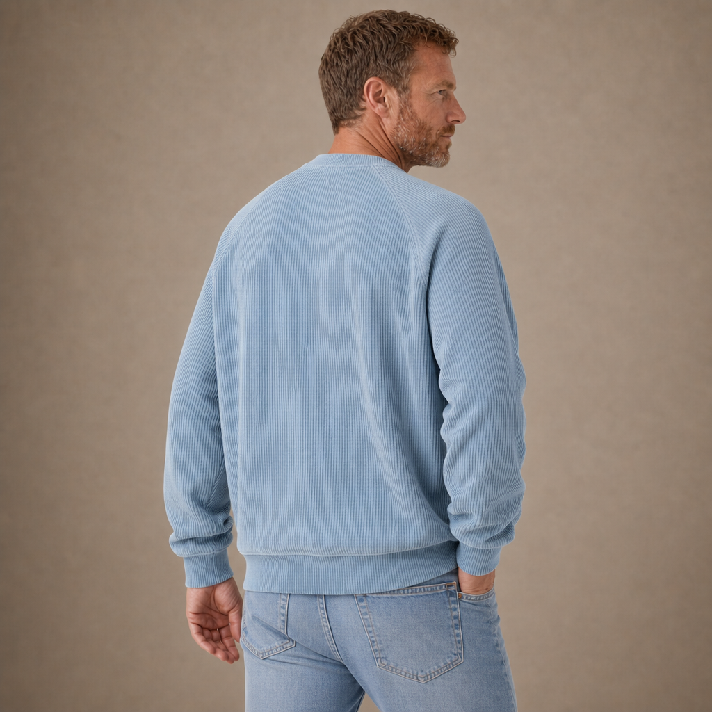 Strukturiertes Cord-Rundhals-Sweatshirt