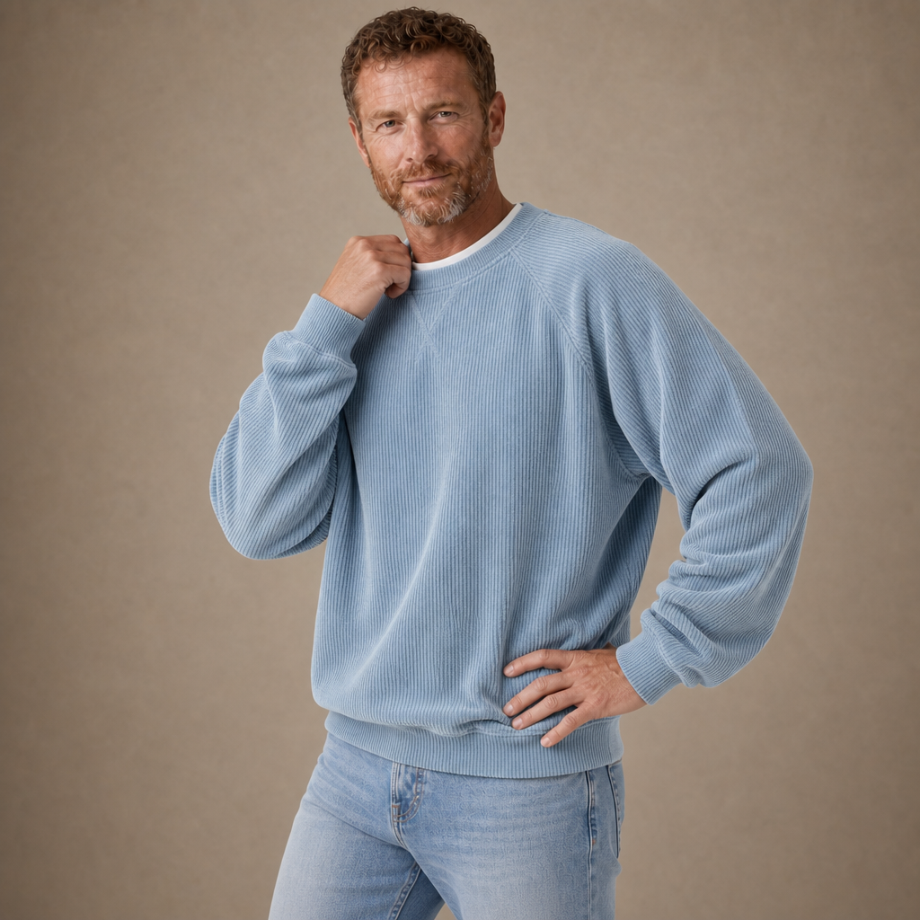 Strukturiertes Cord-Rundhals-Sweatshirt