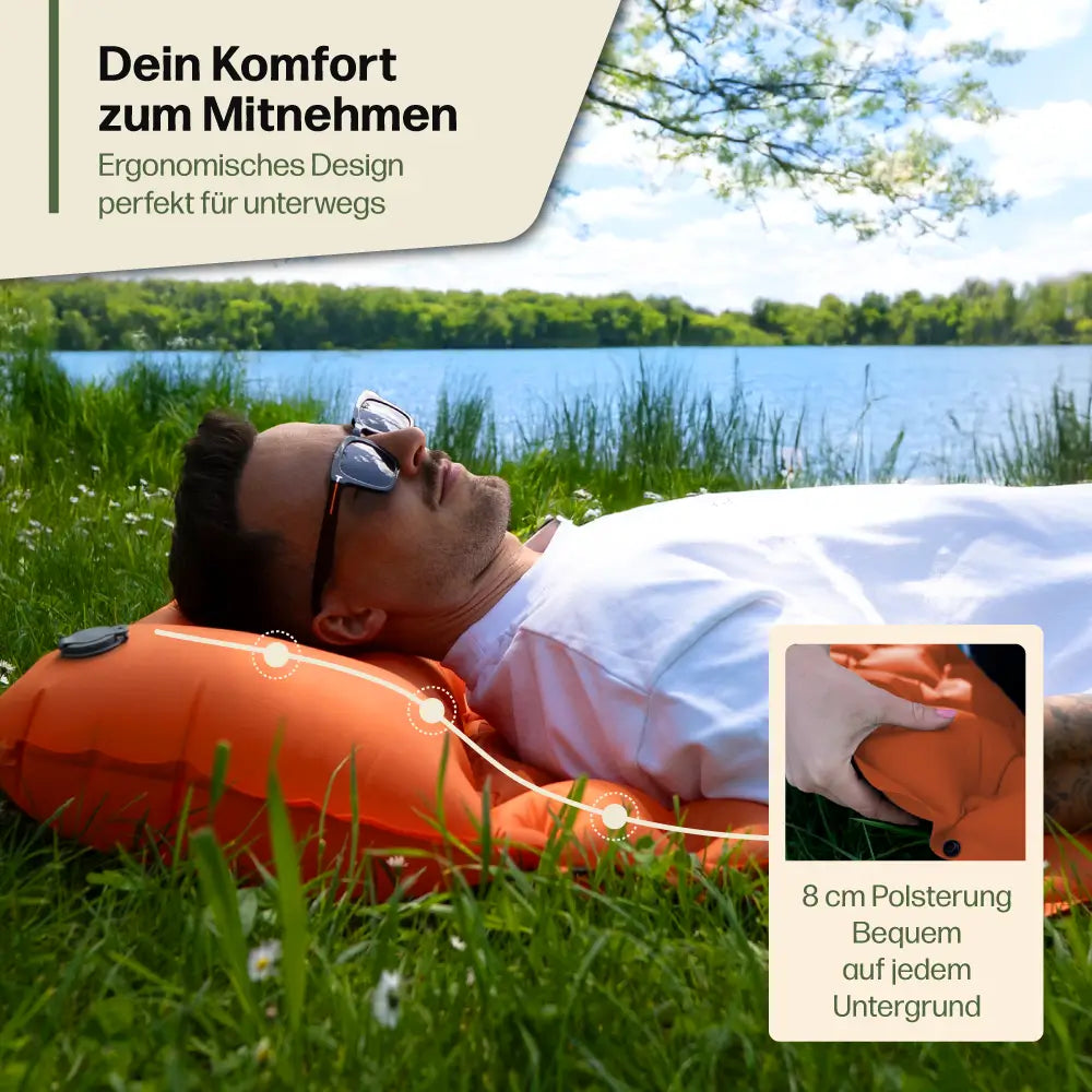 Isomatte mit integrierter Luftpumpe, ultrakompakt und wasserdicht