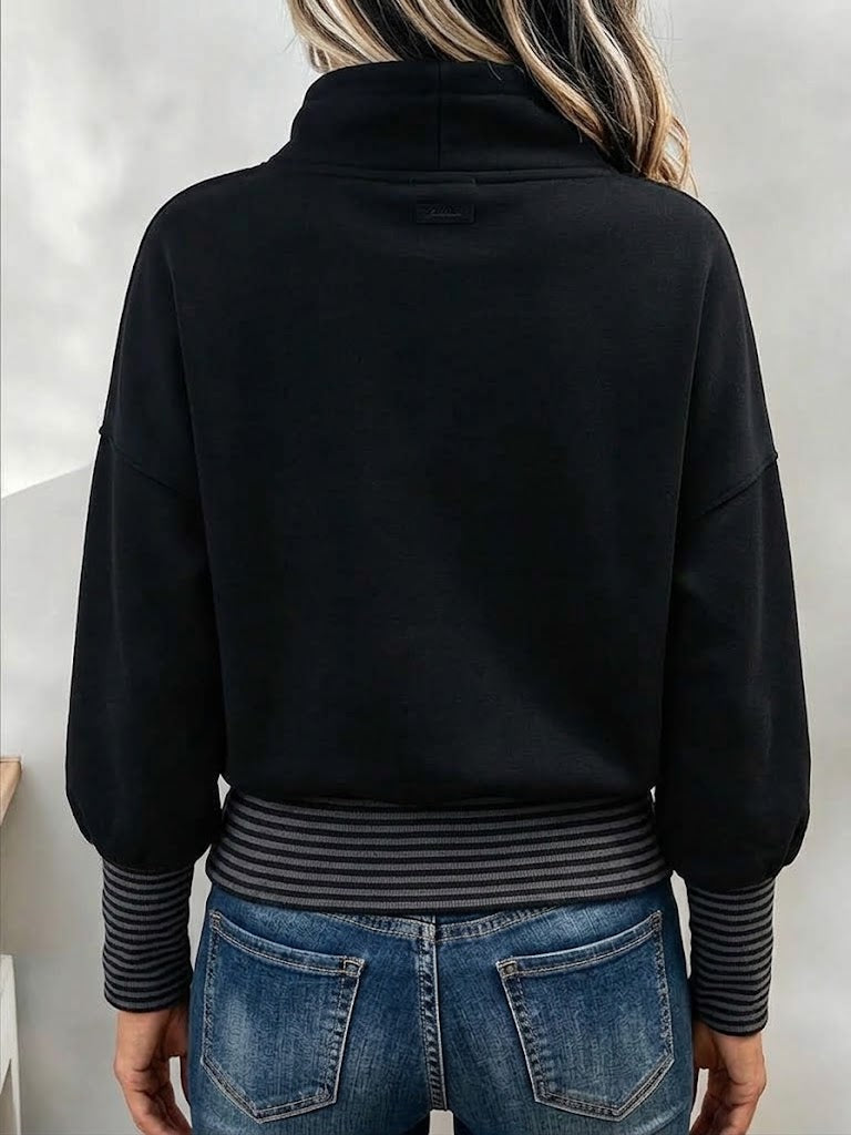 Lässiges Stehkragen-Sweatshirt mit Kordelzug