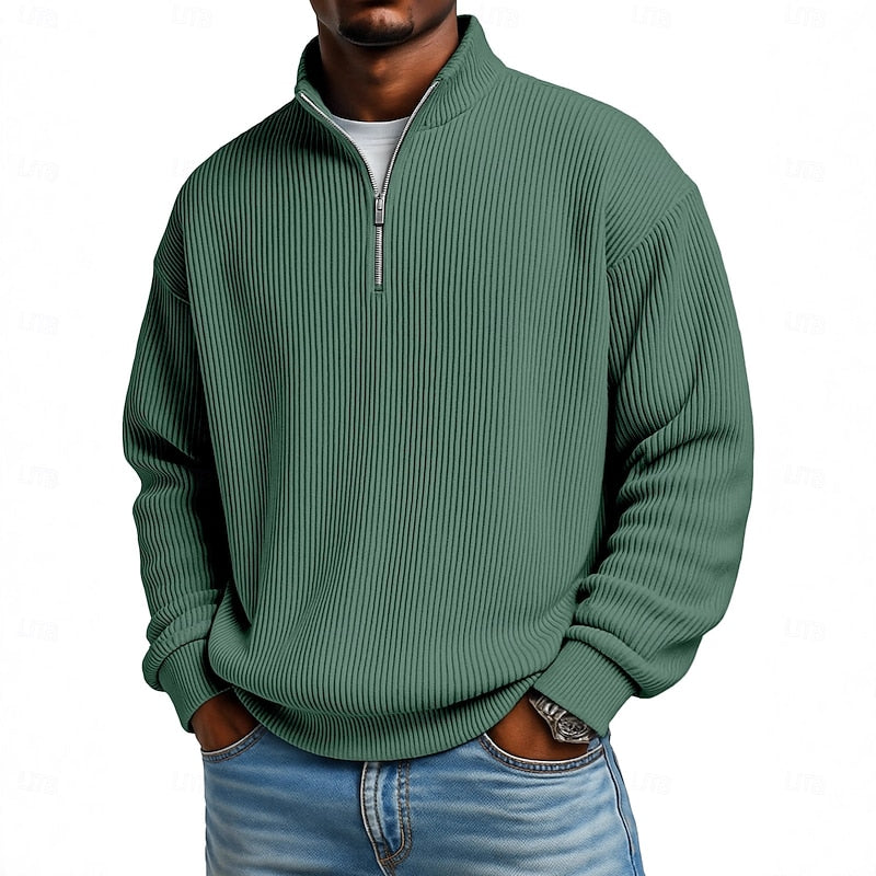 Harlan Gerippter Viertelreißverschluss-Pullover