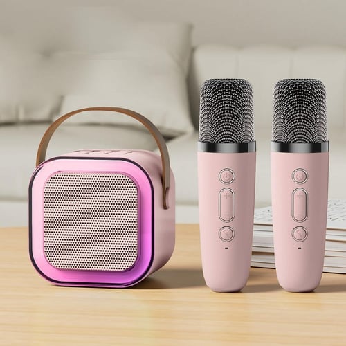 Mini Karaoke-Gerät für Kinder mit 2 kabellosen Mikrofonen – klarer Klang, Bluetooth & 5 Stimmveränderungen