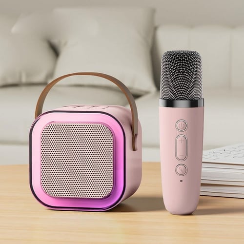 Mini Karaoke-Gerät für Kinder mit 2 kabellosen Mikrofonen – klarer Klang, Bluetooth & 5 Stimmveränderungen