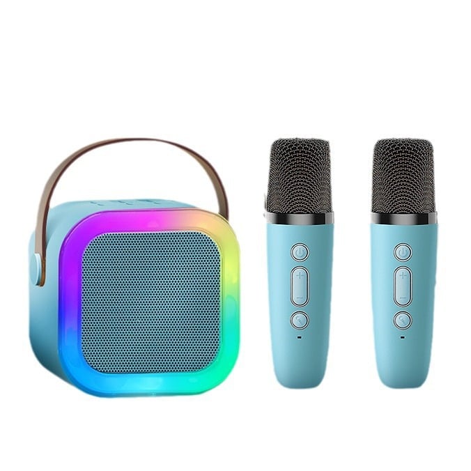 Mini Karaoke-Gerät für Kinder mit 2 kabellosen Mikrofonen – klarer Klang, Bluetooth & 5 Stimmveränderungen