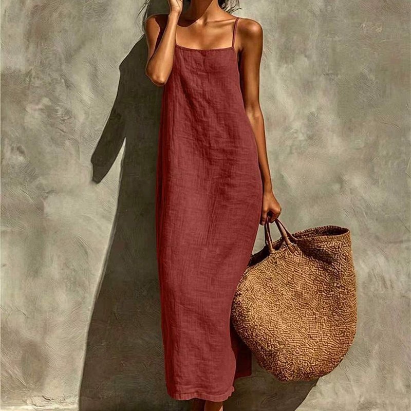 Damen Casual Einfarbiges Slip-Kleid
