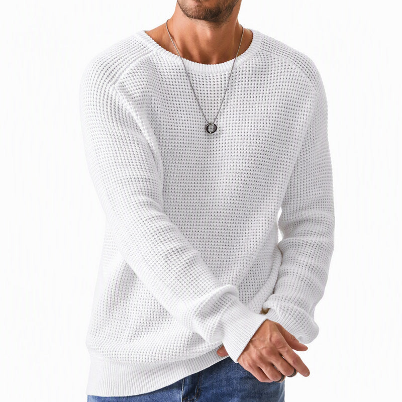 Herren Modern Waffelstrick Pullover