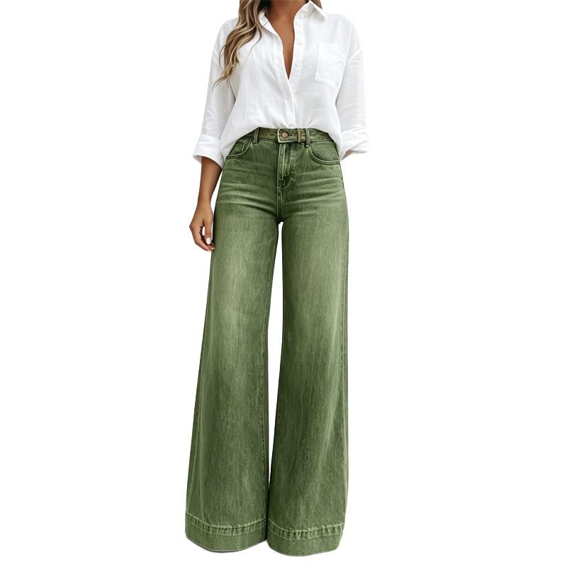 Vintage Hochbund-Jeans mit weitem Bein – schmeichelnde Silhouette, die die Beine verlängert