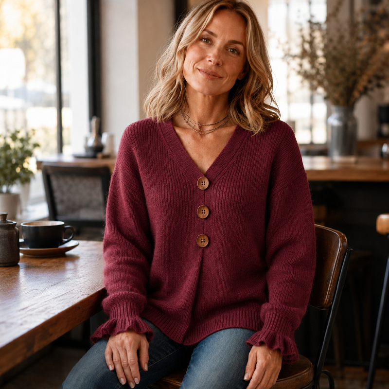 Weicher Damen-Pullover mit V-Ausschnitt und Strukturstrick