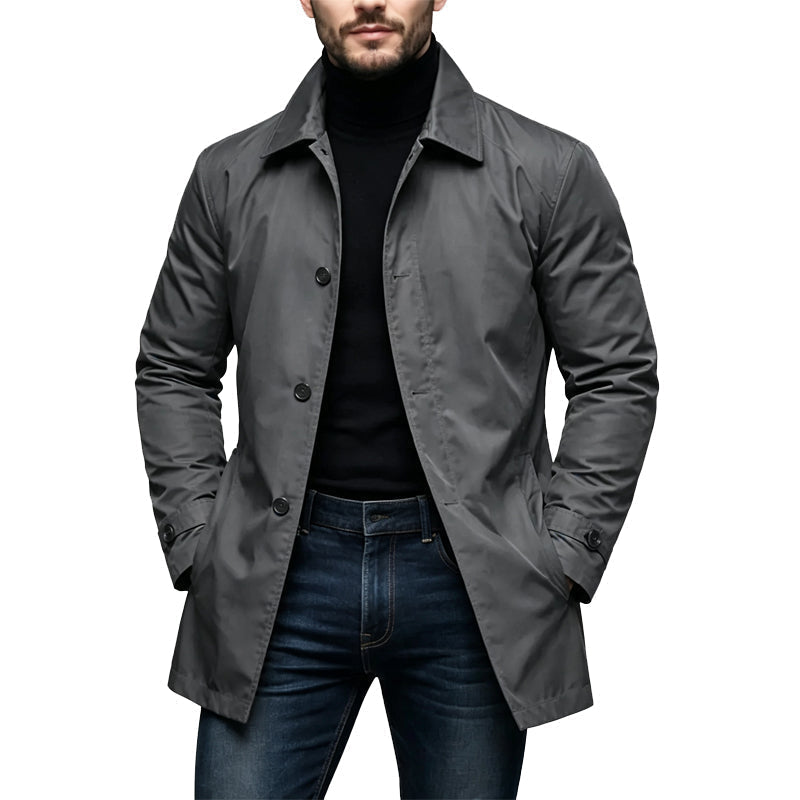 Herren Wasserdichter Mittellanger Trenchcoat