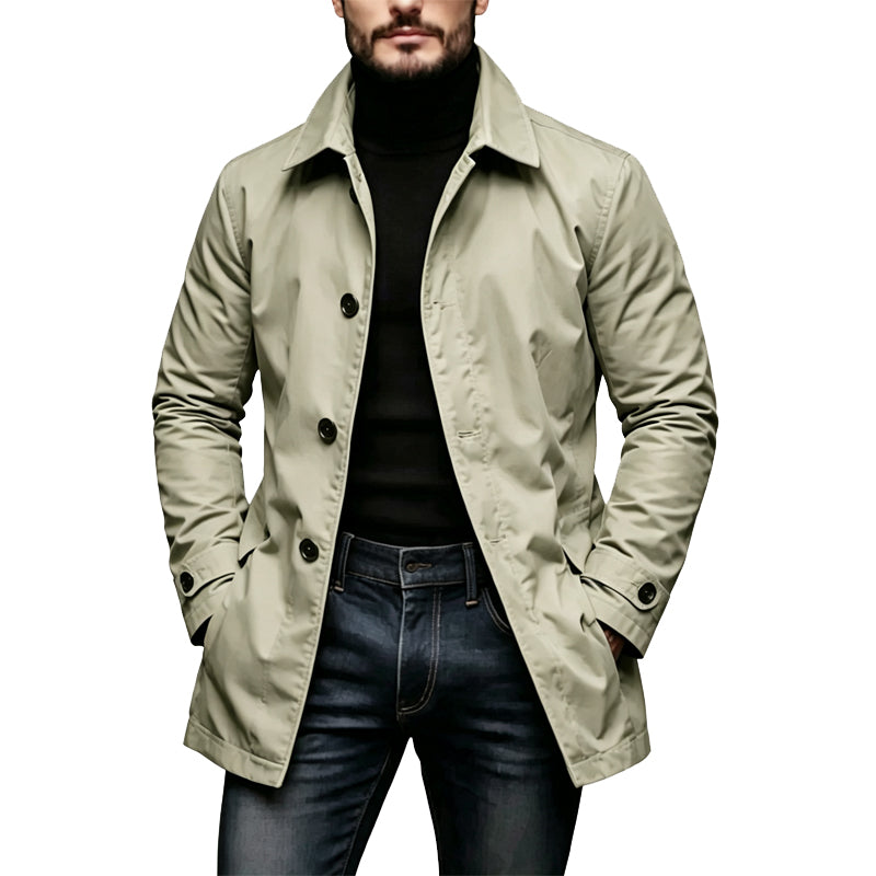 Herren Wasserdichter Mittellanger Trenchcoat