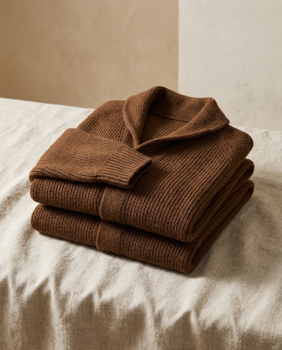 Herren-Strickjacke mit Schalkragen und Knopfleiste
