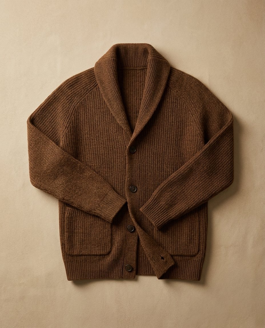 Herren-Strickjacke mit Schalkragen und Knopfleiste