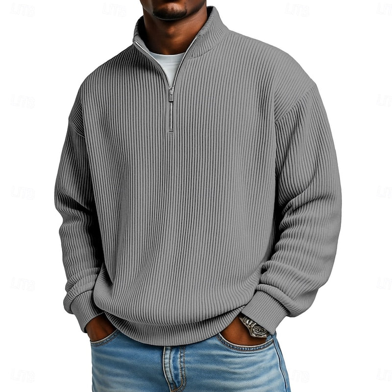 Harlan Gerippter Viertelreißverschluss-Pullover