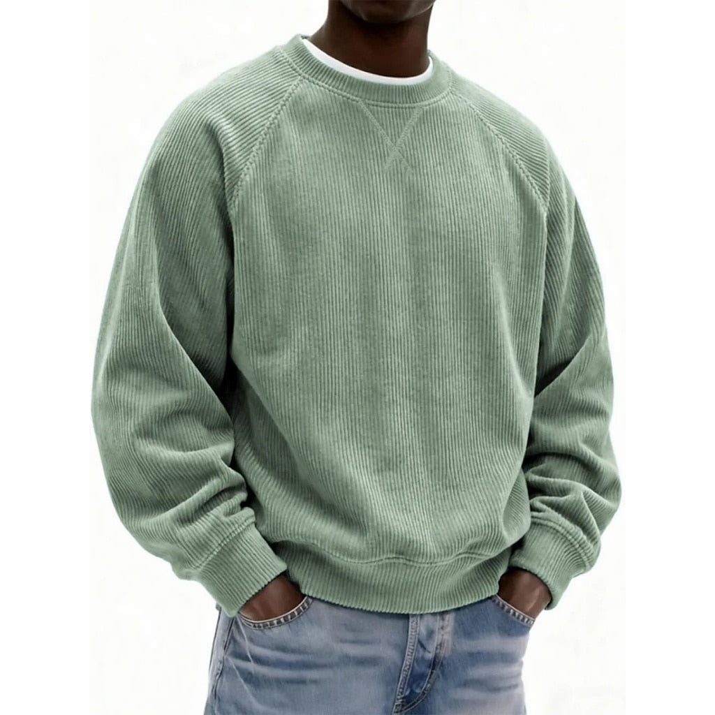 Strukturiertes Cord-Rundhals-Sweatshirt