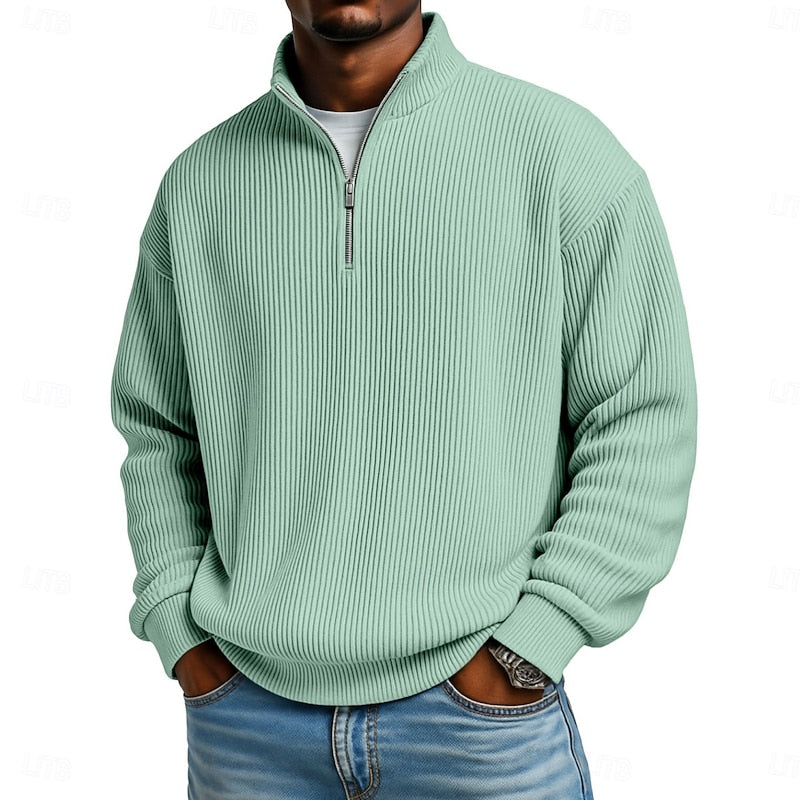 Harlan Gerippter Viertelreißverschluss-Pullover