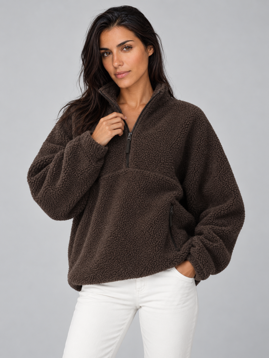 Damen Sherpa Fleece Pullover
