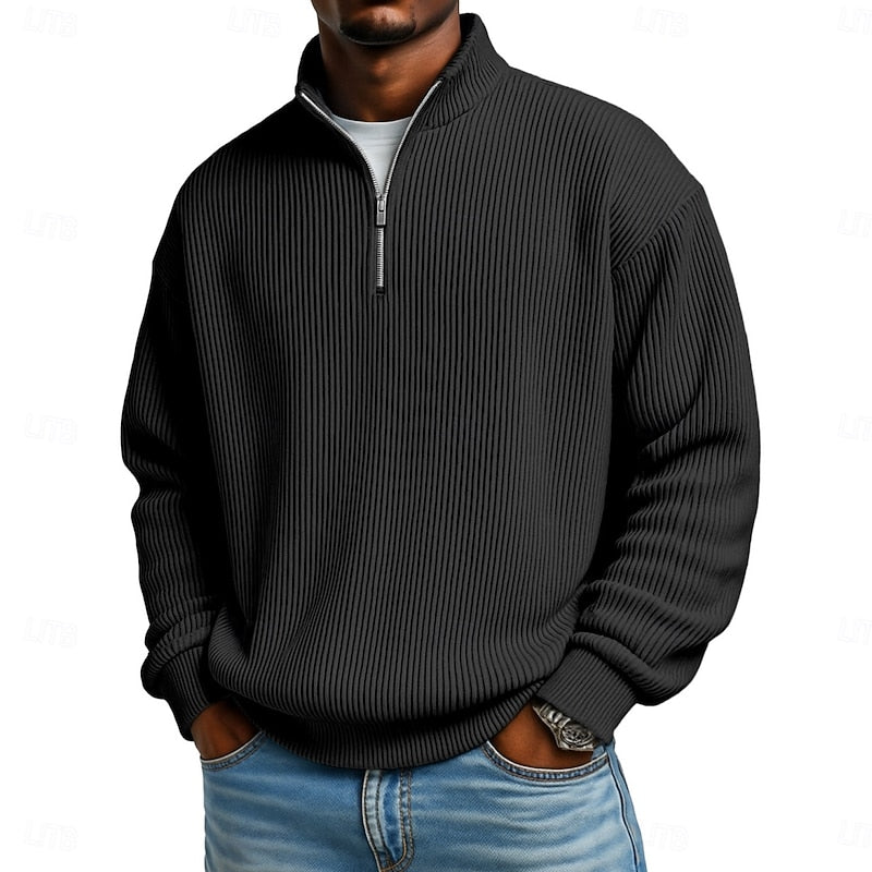 Harlan Gerippter Viertelreißverschluss-Pullover