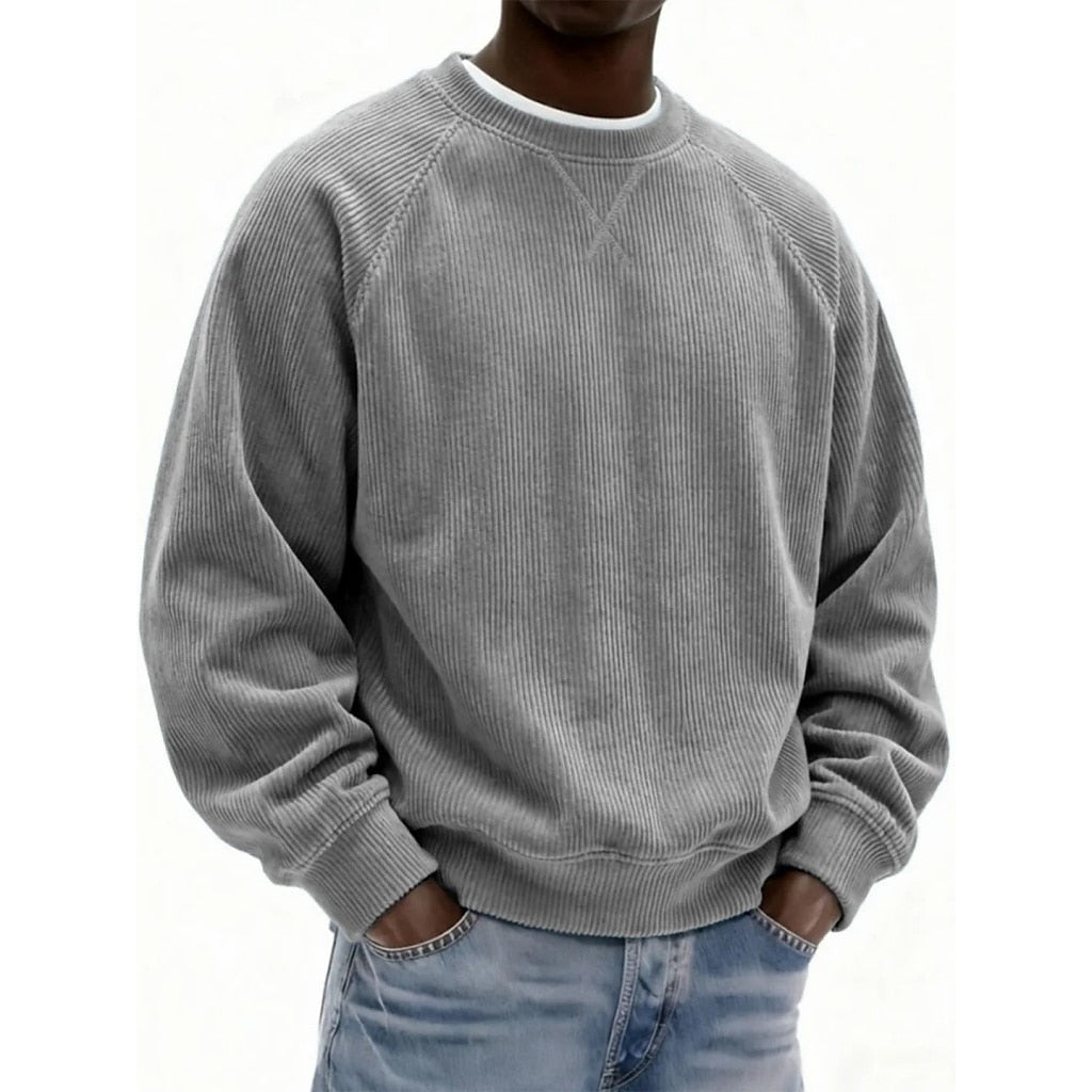 Strukturiertes Cord-Rundhals-Sweatshirt