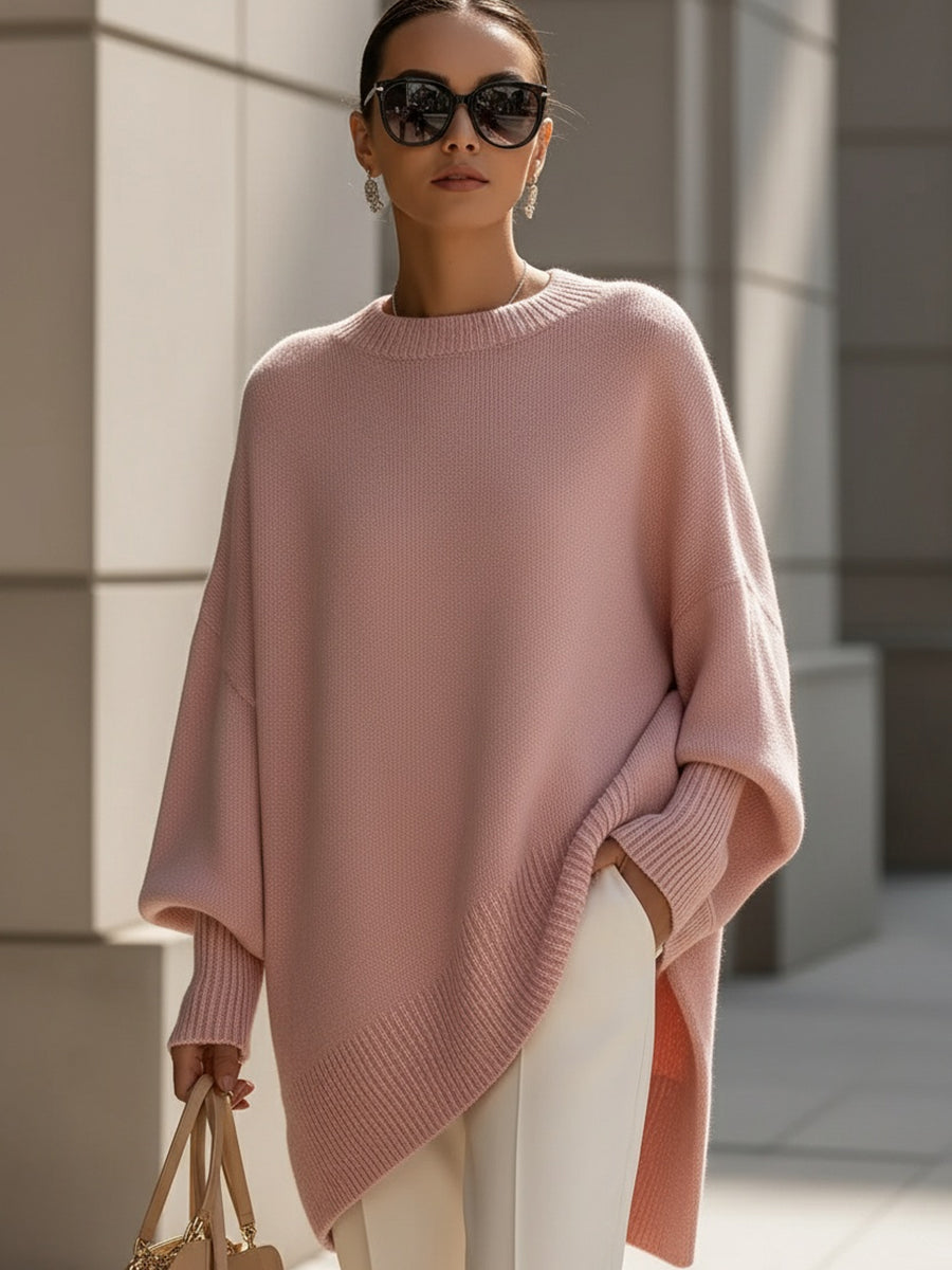 Übergroßer Pullover mit weitem Ausschnitt und Drapierung