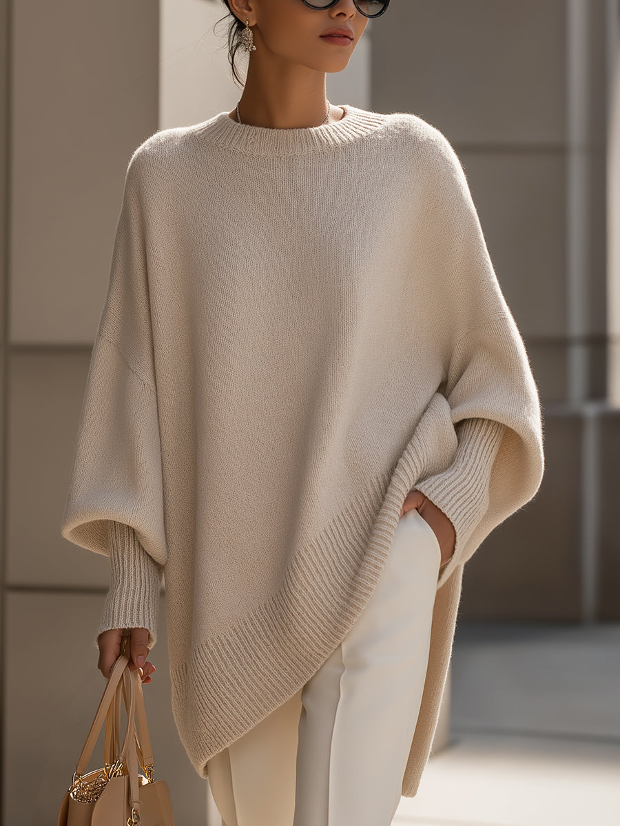 Übergroßer Pullover mit weitem Ausschnitt und Drapierung