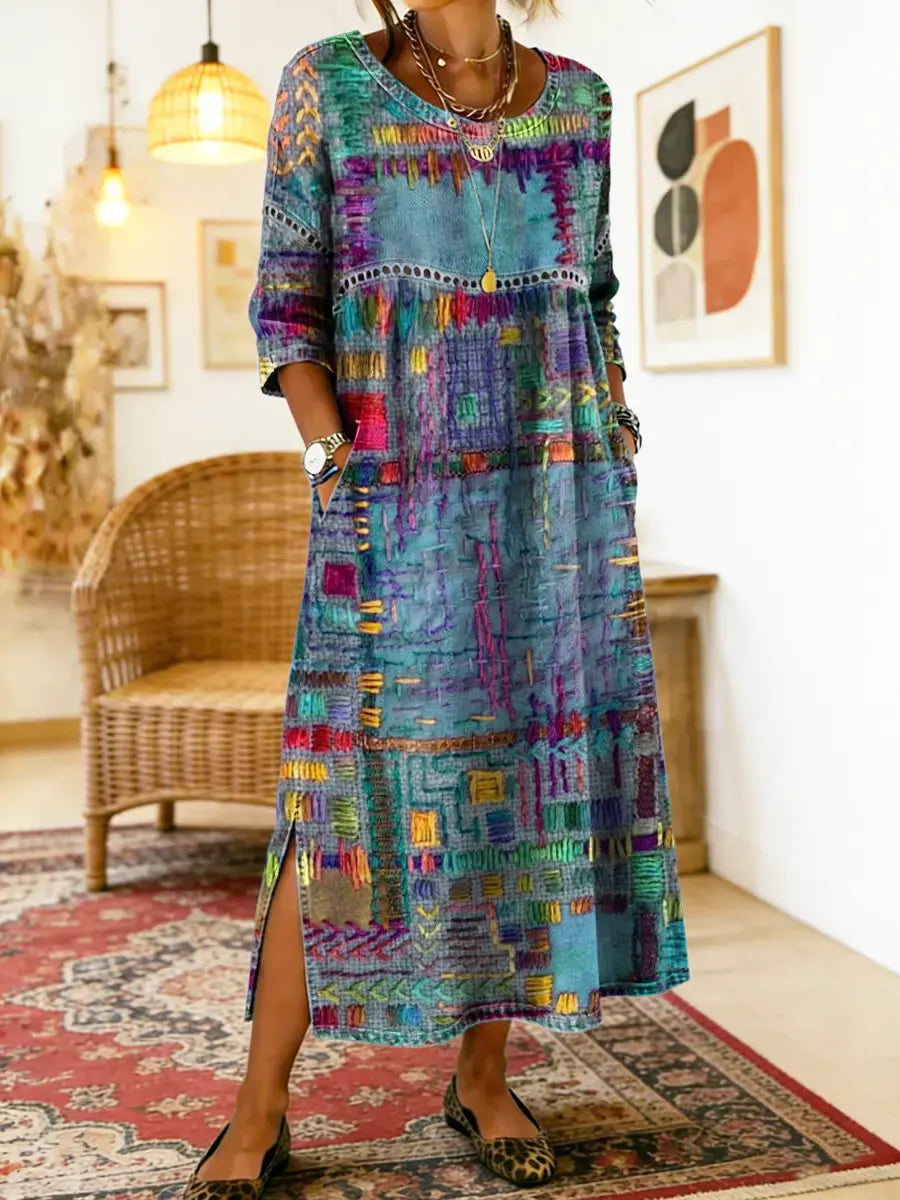 Manuela Kleid mit ethnischem Patchwork