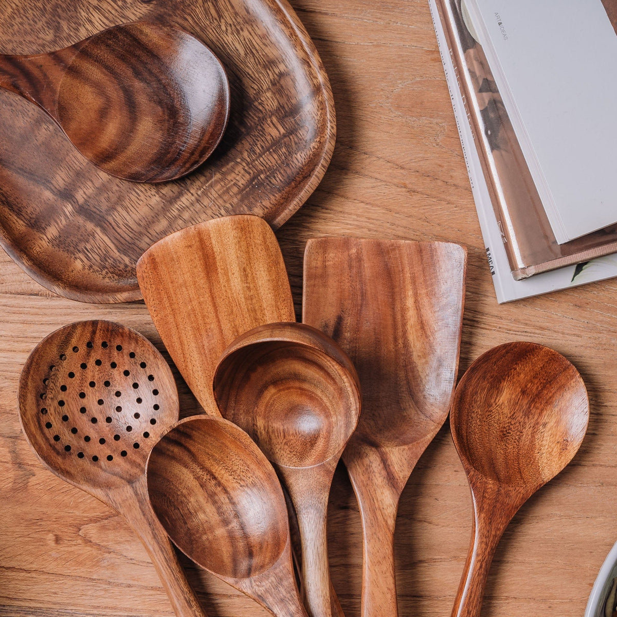 Teak Holz Küchenutensilien Set