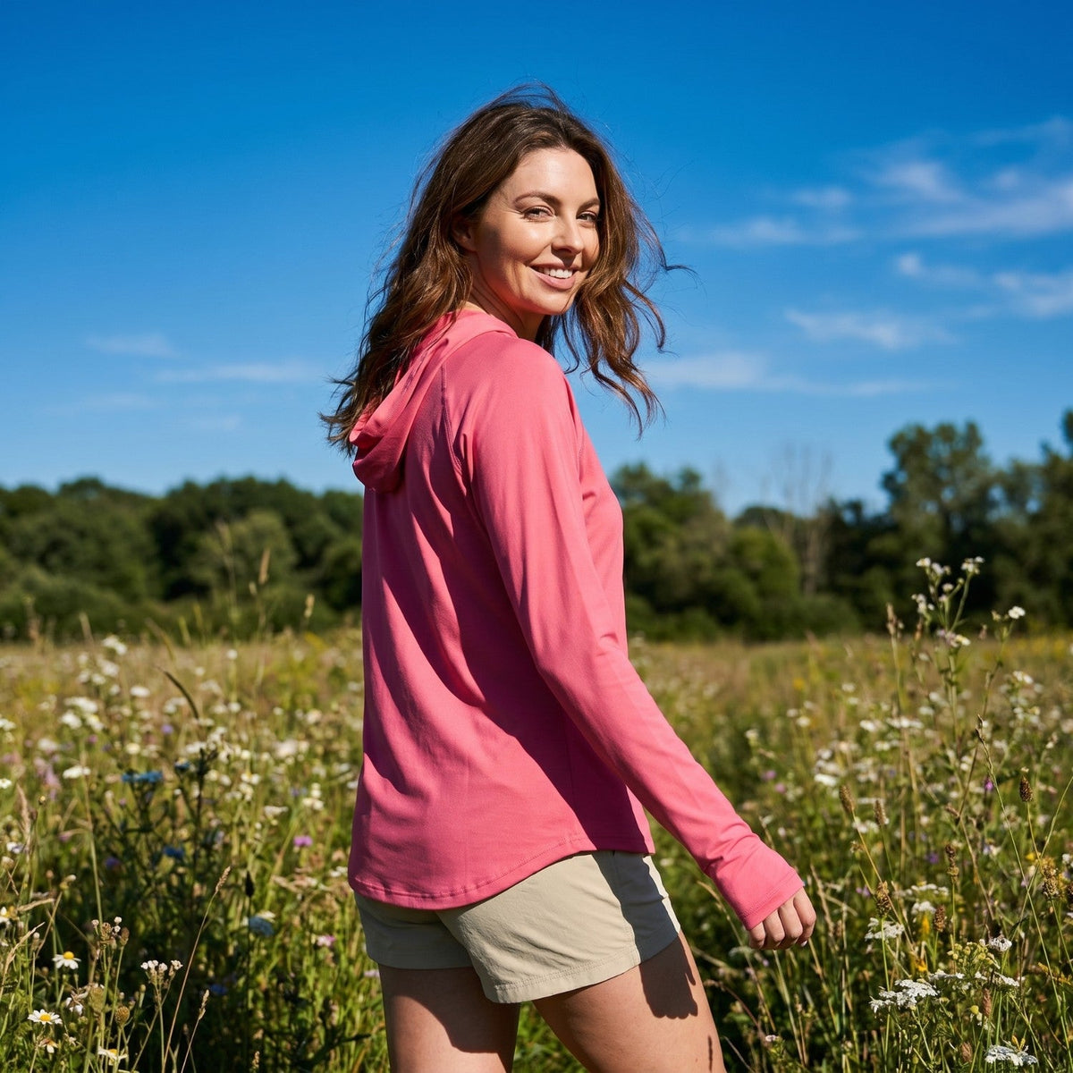 Damen-Sonnenhoodie - UPF 50+ Leichtes Kapuzen-UV-Schutz-Oberteil