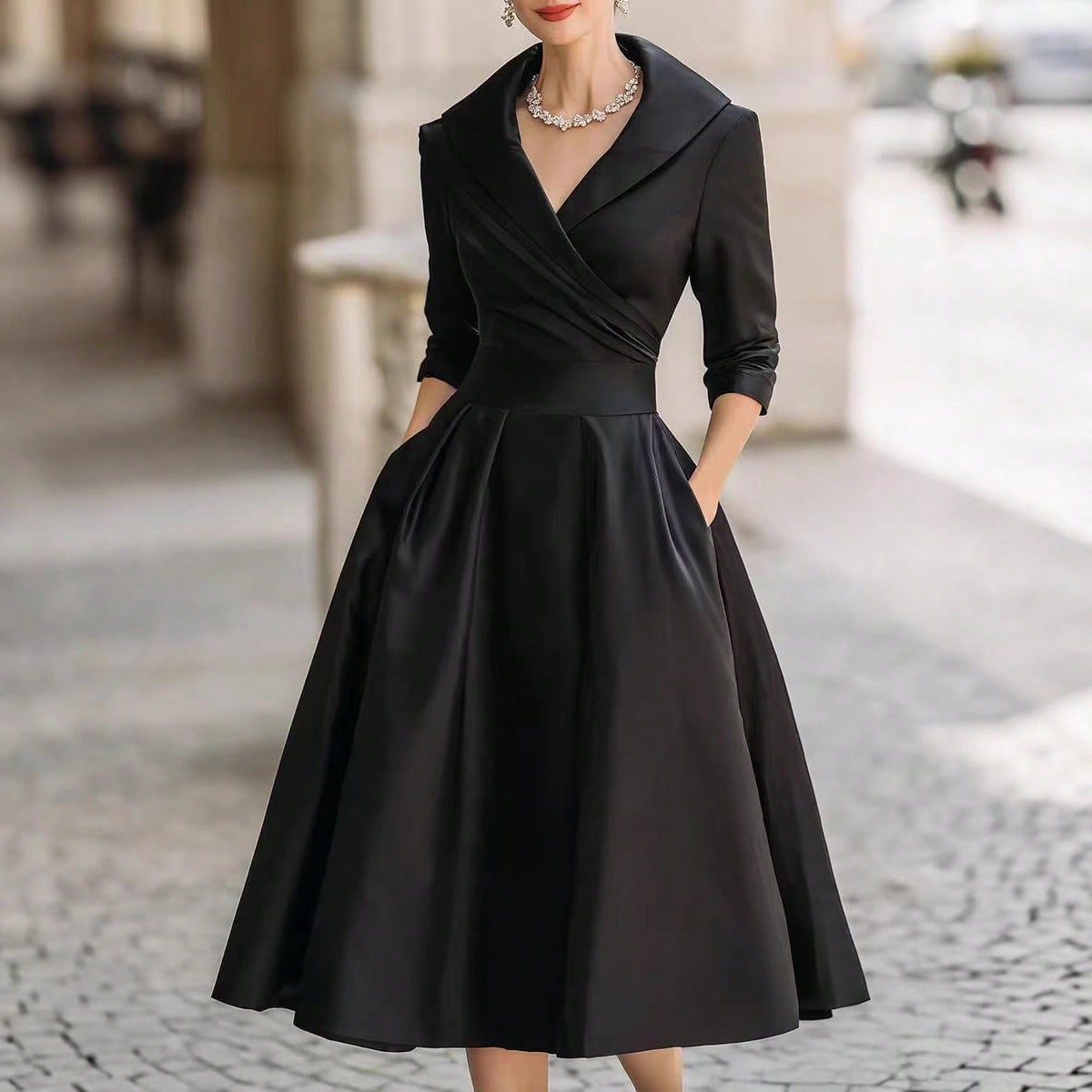 Vivienne Wickel-Midikleid mit Schalkragen