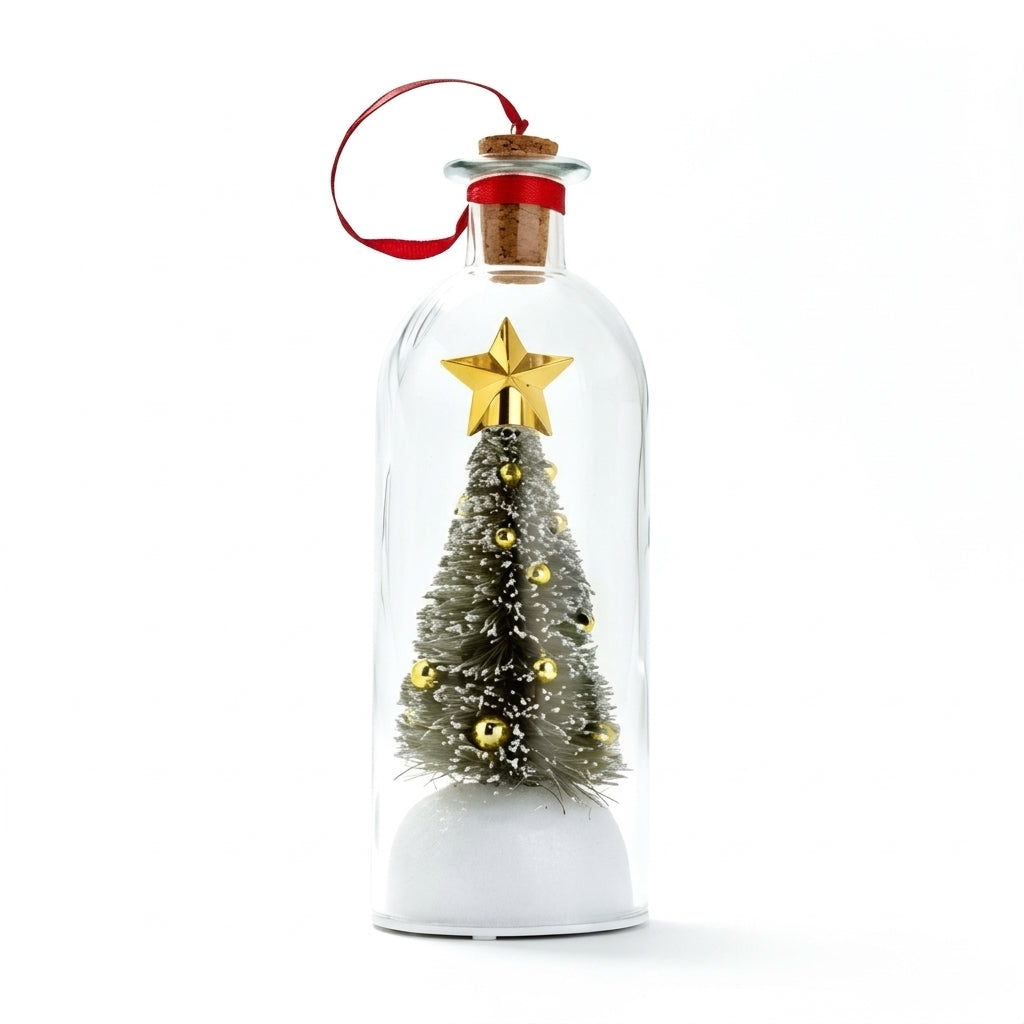 Aufnehmbare Weihnachtsbotschaft Glasflasche mit Minibaum