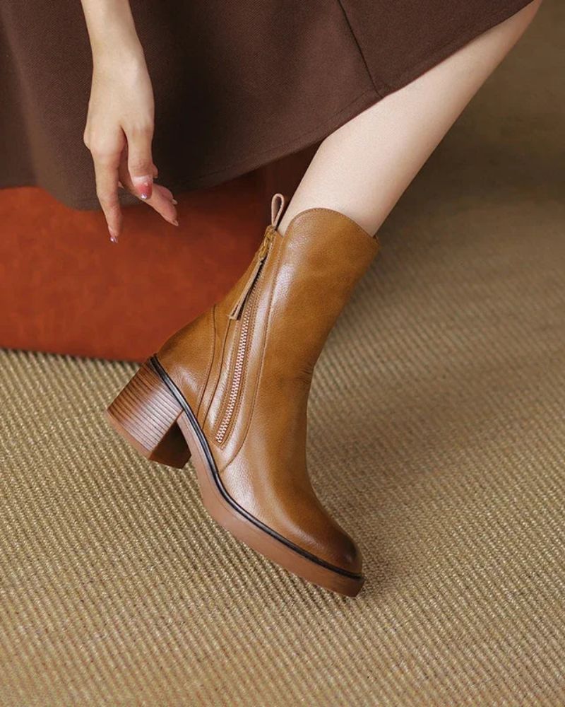 Pernelle Lederstiefel mit Blockabsatz