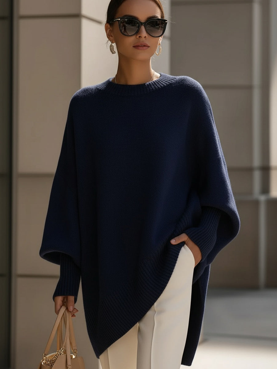 Übergroßer Pullover mit weitem Ausschnitt und Drapierung