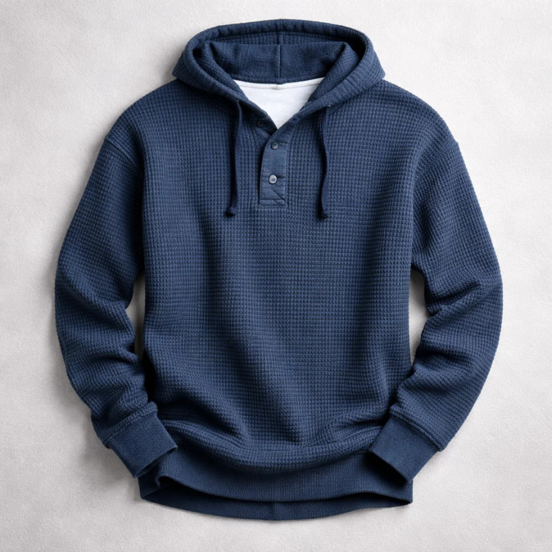 Beaumont Waffelstrick Henley Hoodie