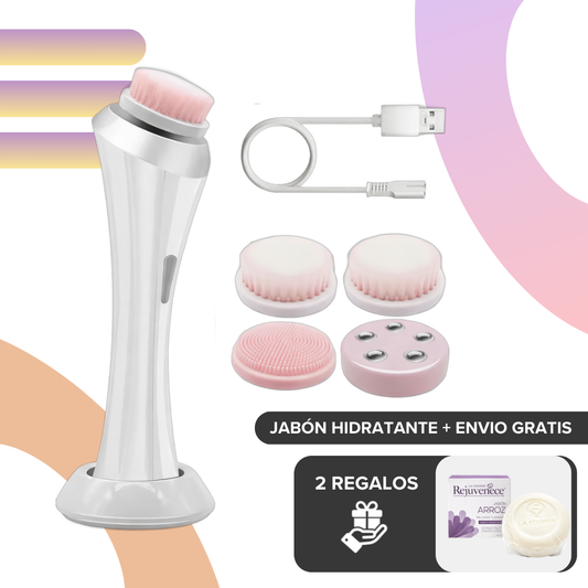CEPILLO DE LIMPIEZA FACIAL PORTATIL 3 en 1  + 2 JABÓNES HIDRATANTES