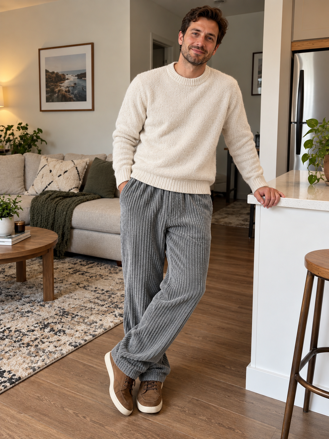 Relaxed Fit Dicke Cord-Hose mit Kordelzug