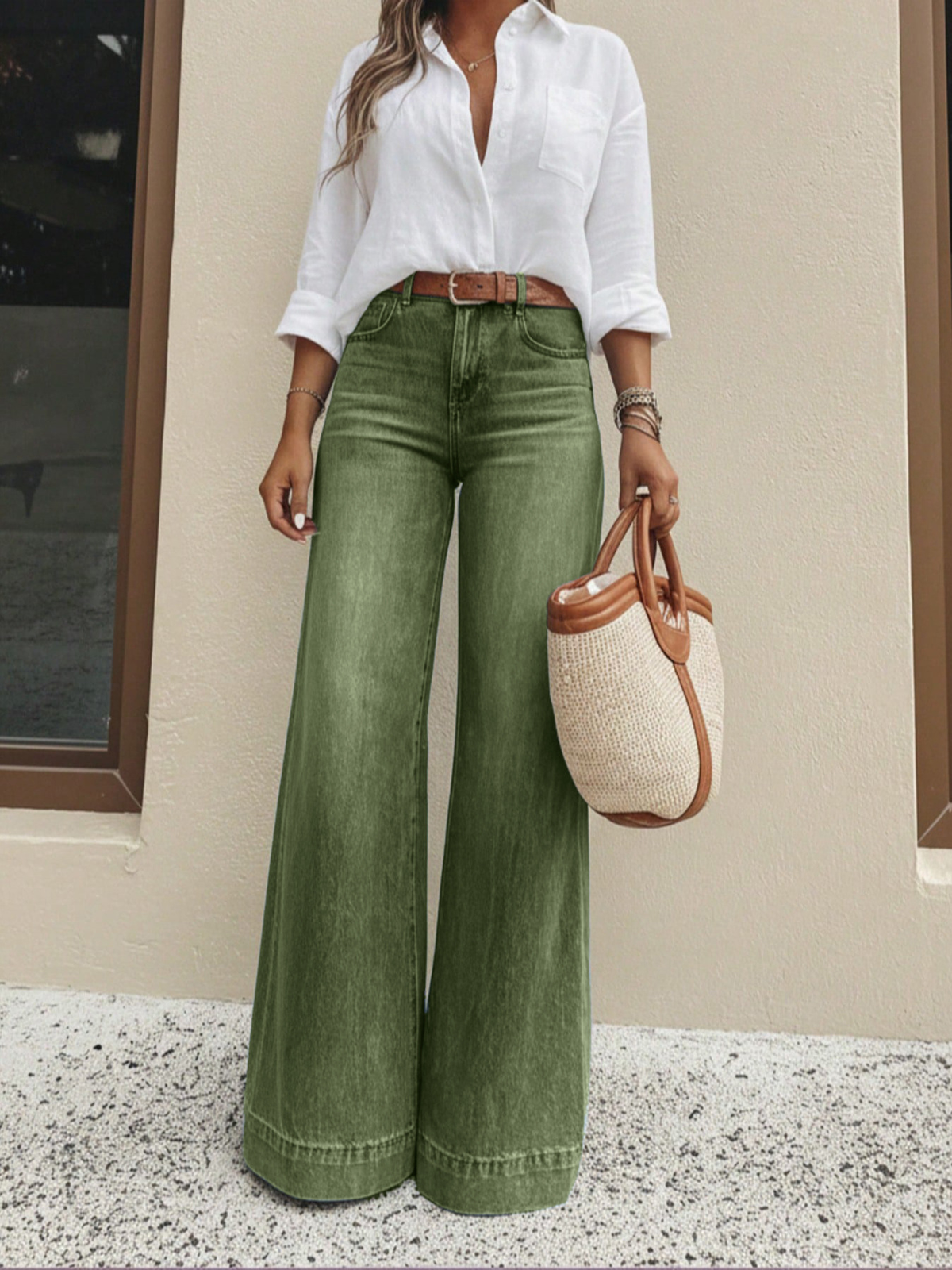 Beinverlängernde Wide-Leg Jeans