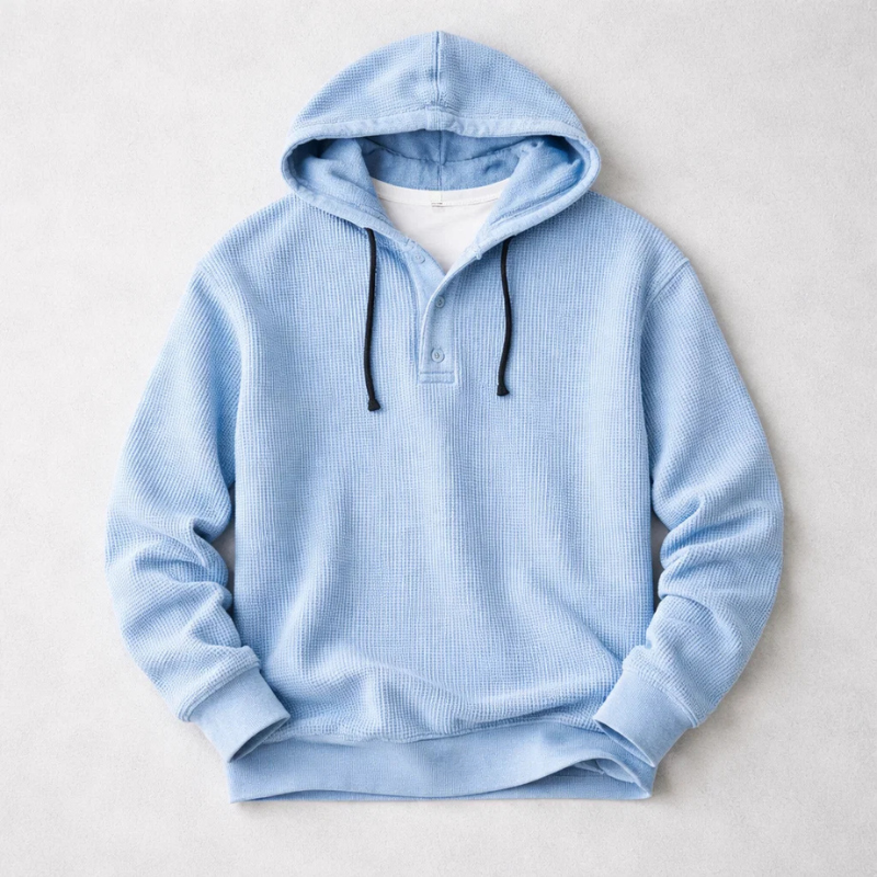 Beaumont Waffelstrick Henley Hoodie