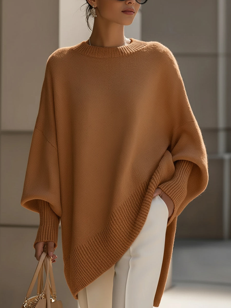 Übergroßer Pullover mit weitem Ausschnitt und Drapierung